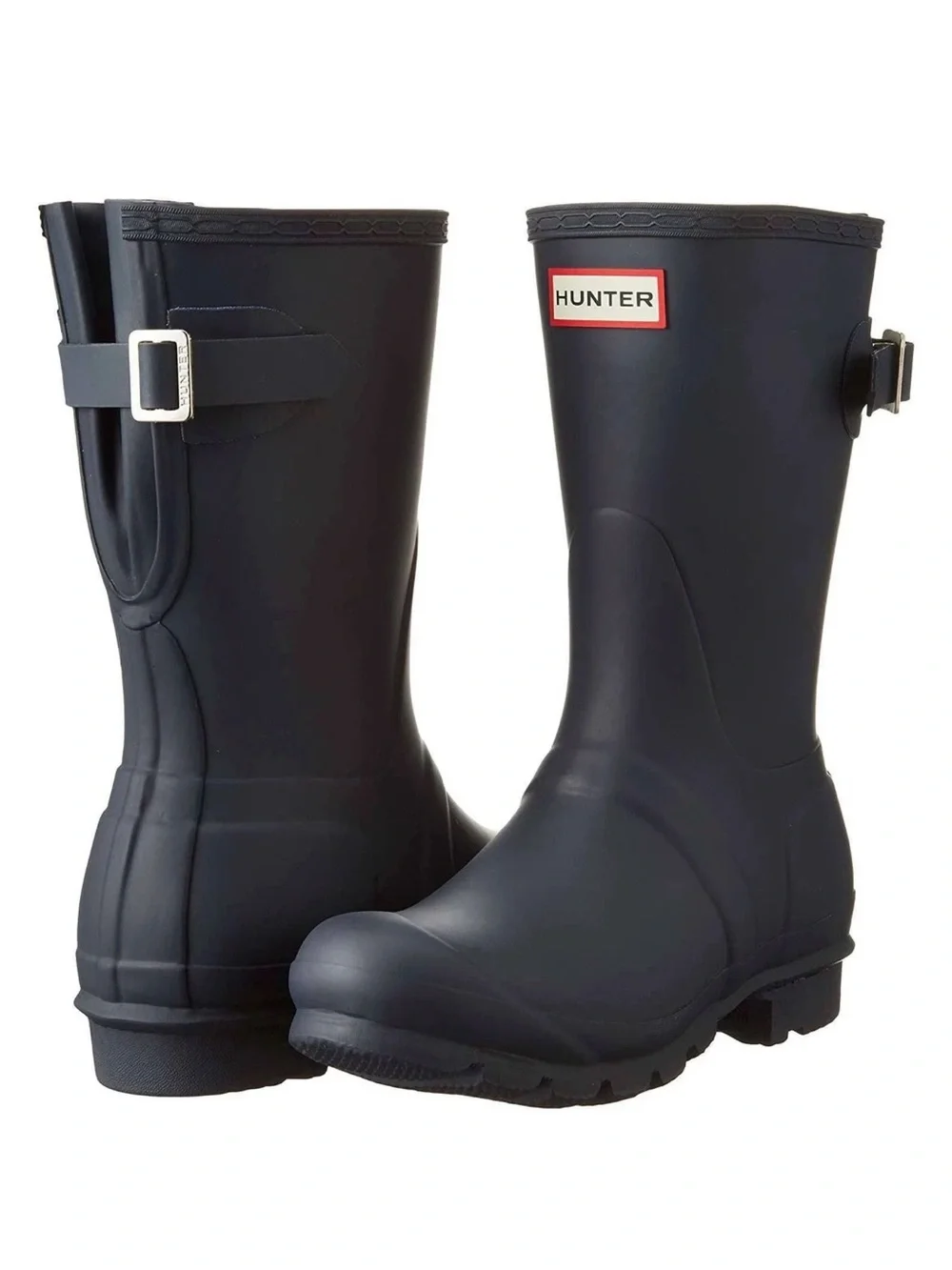 Hunter original Black Matte Short Rain Boots Side Buckle size 10 NEW WITH BOX